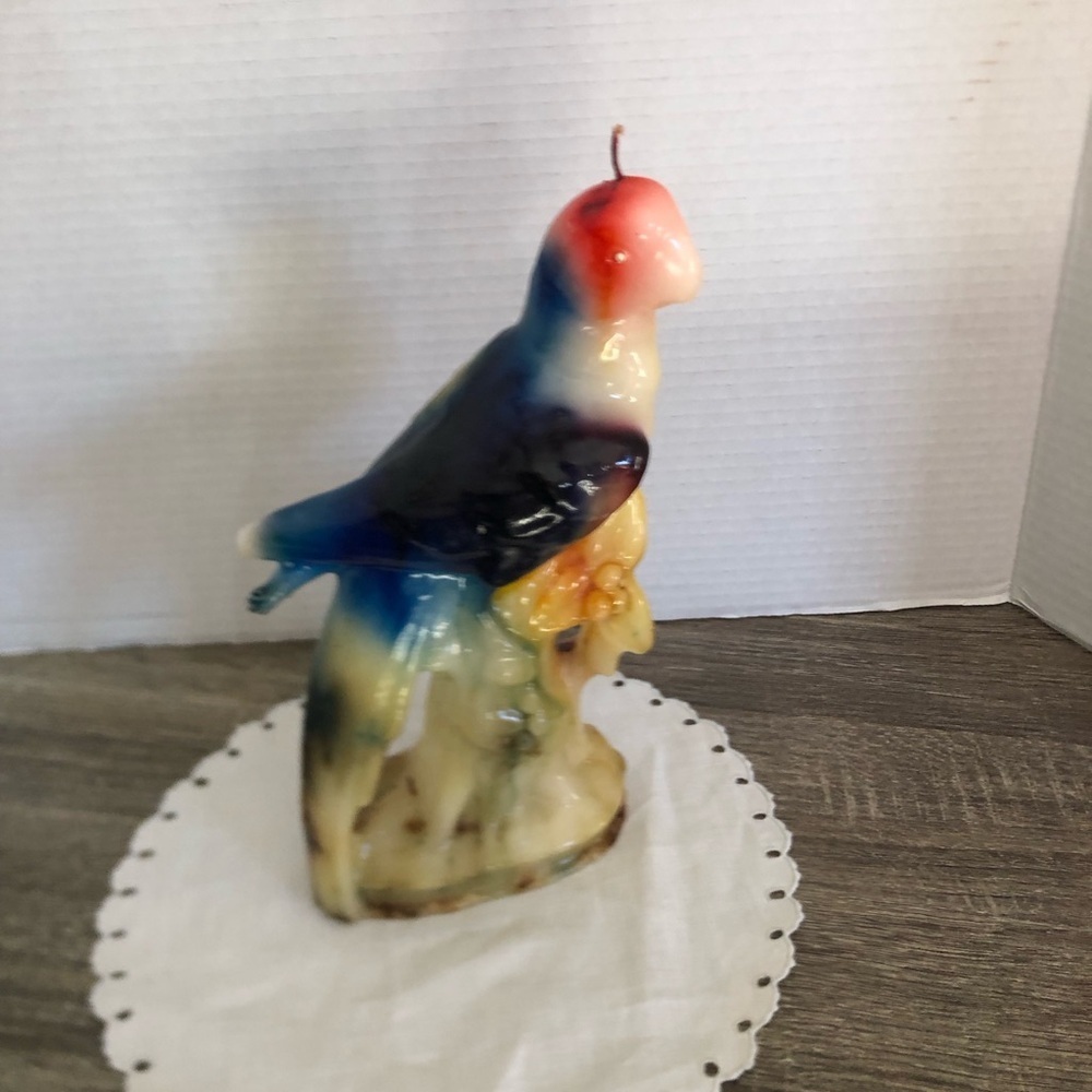 Vtg Wicked Wick Handmade Molded Parrot Candle